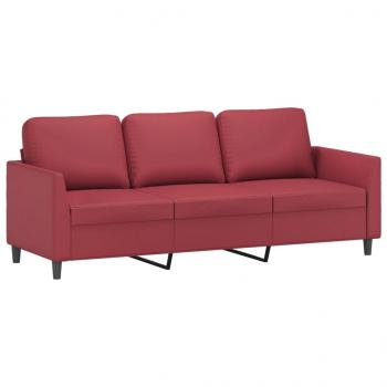 3-Sitzer-Sofa mit Hocker Weinrot 180 cm Kunstleder