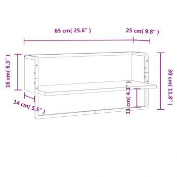 Wandregal mit Stange Braun Eichen-Optik 65x25x30 cm