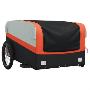 Fahrradanhänger Schwarz und Orange 45 kg Eisen