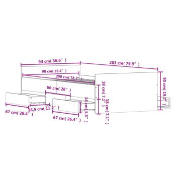 Bettgestell mit Kopf- und Fußteil Schwarz 90x200 cm