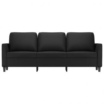 3-Sitzer-Sofa Schwarz 180 cm Kunstleder