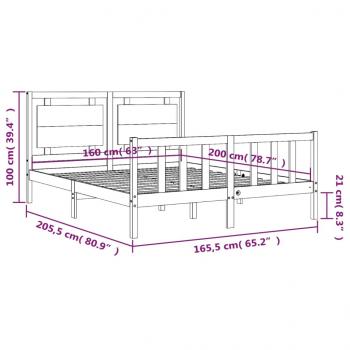 Massivholzbett mit Kopfteil 160x200 cm