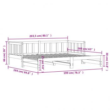 Tagesbett Ausziehbar Weiß 80x200 cm Massivholz Kiefer