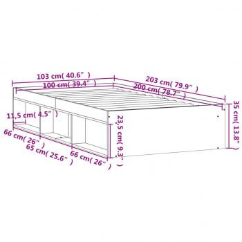 Bettgestell Schwarz 100x200 cm