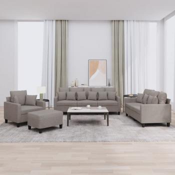 ARDEBO.de - 4-tlg. Sofagarnitur mit Kissen Taupe Stoff