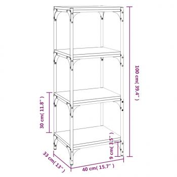 Bücherregal Sonoma-Eiche 40x33x100 cm Holzwerkstoff und Stahl