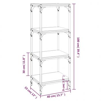 Bücherregal Räuchereiche 40x33x100 cm Holzwerkstoff und Stahl