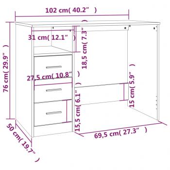 Schreibtisch mit Schubladen Grau Sonoma 102x50x76 cm