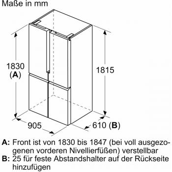 Siemens KF96NAXEA iQ300 Stand Kühl-Gefrierkombination, 91cm breit, 605L, NoFrost, French-Door, Home Connect, antifingerprint blackSteel