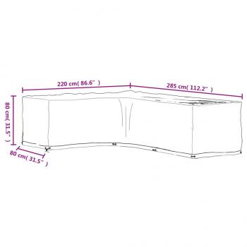 Gartenmöbel-Abdeckung in L-Form 18 Ösen 220x285x80 cm