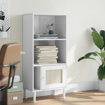 ARDEBO.de - Bücherschrank SENJA Rattan-Look Weiß 60x35x130 cm Kiefernholz