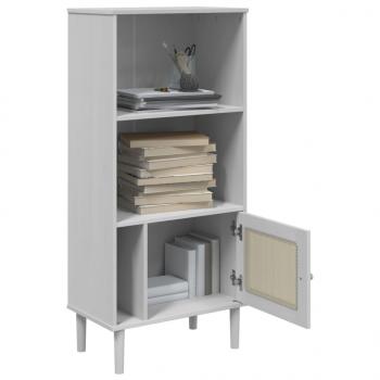 Bücherschrank SENJA Rattan-Look Weiß 60x35x130 cm Kiefernholz