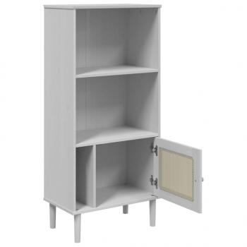 Bücherschrank SENJA Rattan-Look Weiß 60x35x130 cm Kiefernholz