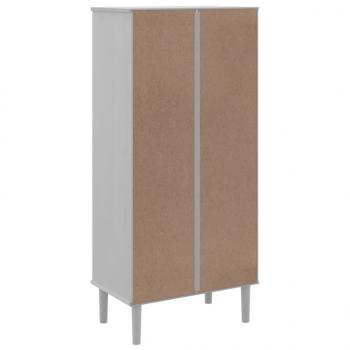 Bücherschrank SENJA Rattan-Look Weiß 60x35x130 cm Kiefernholz