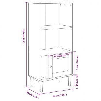 Bücherschrank SENJA Rattan-Look Weiß 60x35x130 cm Kiefernholz