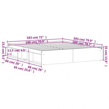 Bettgestell Grau Sonoma 180x200 cm