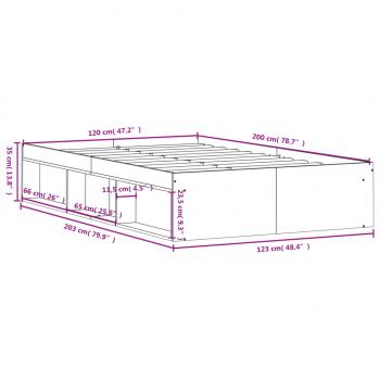 Bettgestell Schwarz 120x200 cm