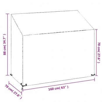 Abdeckung für Gartenbank 8 Ösen 160x70x70/88 cm Polyethylen