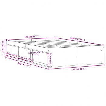 Bettgestell Grau Sonoma 120x190 cm