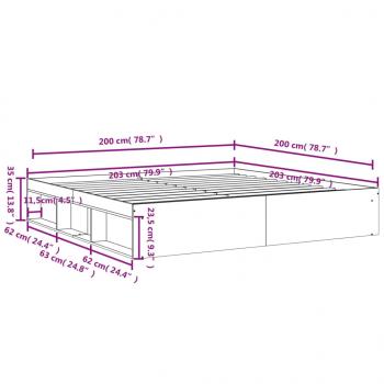 Bettgestell Grau Sonoma 200x200 cm