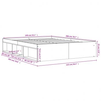 Bettgestell Braun Eichen-Optik 140x200 cm