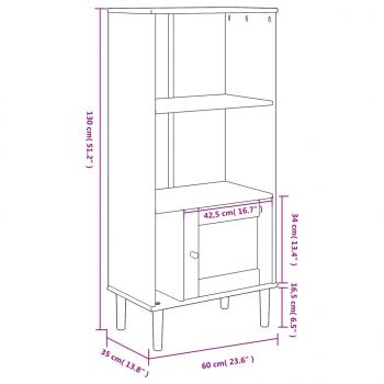 Bücherschrank SENJA Rattan-Look Schwarz 60x35x130cm Kiefernholz