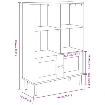 Bücherschrank SENJA Rattan-Look Weiß 90x35x130 cm Kiefernholz