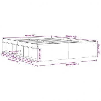 Bettgestell Betongrau 160x200 cm