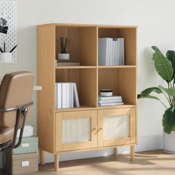 ARDEBO.de - Bücherschrank SENJA Rattan-Look Braun 90x35x130 cm Kiefernholz