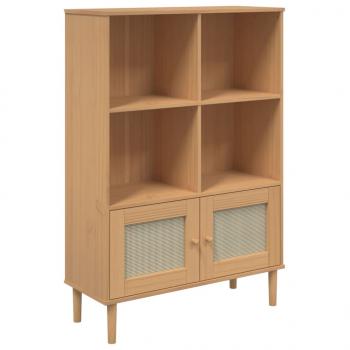 Bücherschrank SENJA Rattan-Look Braun 90x35x130 cm Kiefernholz