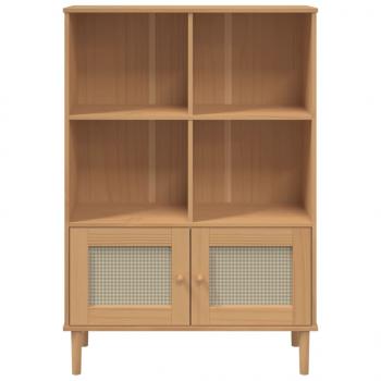 Bücherschrank SENJA Rattan-Look Braun 90x35x130 cm Kiefernholz