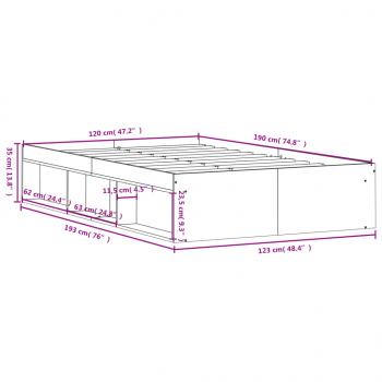 Bettgestell Betongrau 120x190 cm