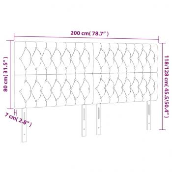 LED Kopfteil Dunkelgrau 200x7x118/128 cm Samt