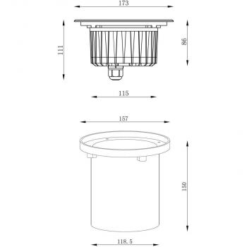 DEKO-LIGHT HP I Bodeneinbauleuchte, 7,6 W, 3000 K, 220-240 V/AC, 50 / 60 Hz, silber (730249)