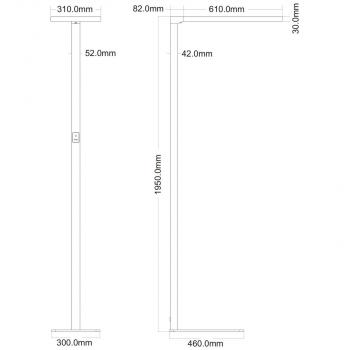 DEKO-LIGHT Office One Motion Up and Down Stehleuchte, 80 W, Touch Dim, 3000 K, 200-240 V/AC, 50 / 60 HZ, silber (343035)