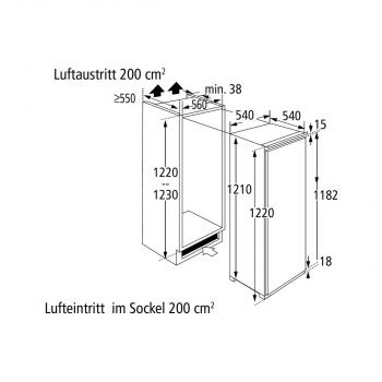 PKM KS215.0A++EB2 Einbaukühlschrank, Nischenhöhe 122 cm, Schleppscharnier, LED Beleuchtung, regelbares Thermostat, weiß