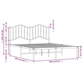 Bettgestell mit Kopfteil Metall Weiß 150x200 cm