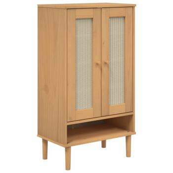 Schuhschrank SENJA Rattan-Optik Braun 59,5x35x107cm Kiefernholz