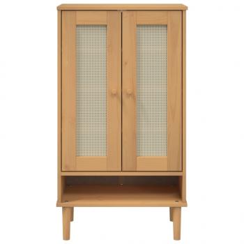 Schuhschrank SENJA Rattan-Optik Braun 59,5x35x107cm Kiefernholz