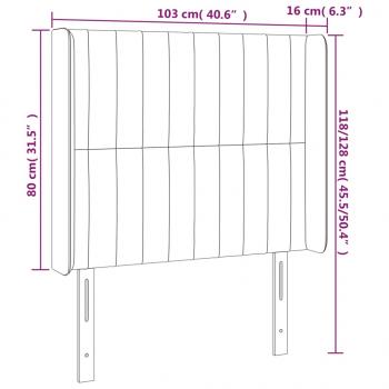 LED Kopfteil Hellgrau 103x16x118/128 cm Samt