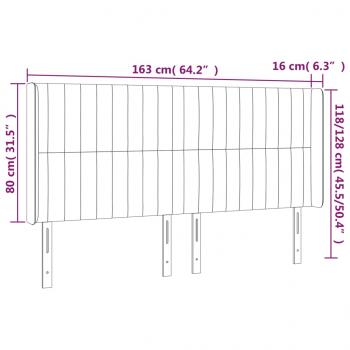 LED Kopfteil Hellgrau 163x16x118/128 cm Samt