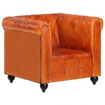 ARDEBO.de - Chesterfield-Sessel Hellbraun Echtleder