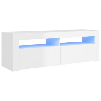 TV-Schrank mit LED-Leuchten Hochglanz-Weiß 120x35x40 cm