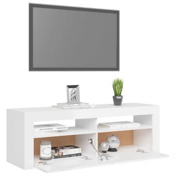 TV-Schrank mit LED-Leuchten Hochglanz-Weiß 120x35x40 cm