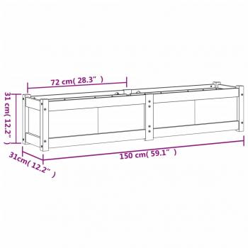 Pflanzkübel Weiß 150x31x31 cm Massivholz Kiefer