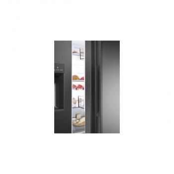 Haier HSW79F18DIPT Stand Side-by-Side Kombination, 90,5 cm breit, 601 L, NoFrost, Wasser-/und Eisspender, Wassertank, Urlaubsfunktion, Schnellkühlen, Schnellgefrieren, Slate black