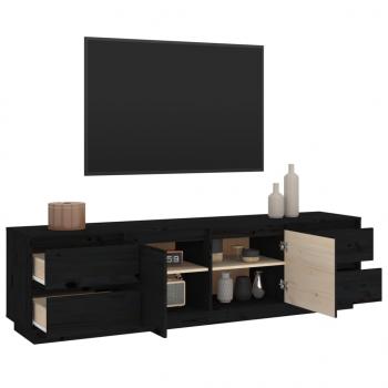 TV-Schrank Schwarz 176x37x47,5 cm Massivholz Kiefer