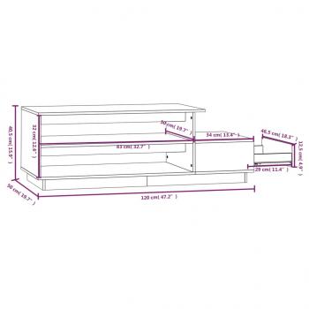 Couchtisch 120x50x40,5 cm Massivholz Kiefer