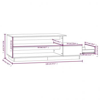 Couchtisch Schwarz 120x50x40,5 cm Massivholz Kiefer