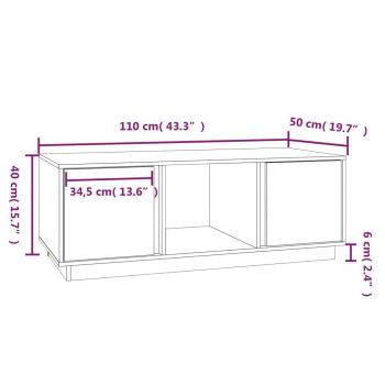 Couchtisch Weiß 110x50x40 cm Massivholz Kiefer